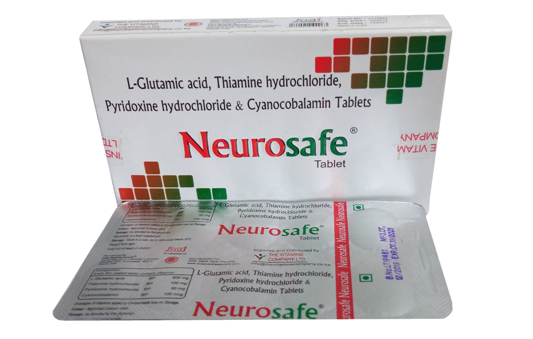 A front image of Neurosafe tablets